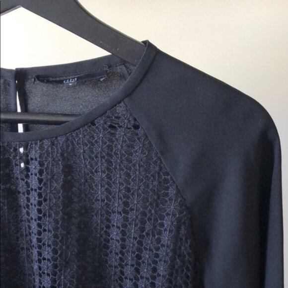 New Tibi guipure lace front panel floral applique cut-out mixed media blouse top - Picture 1 of 5